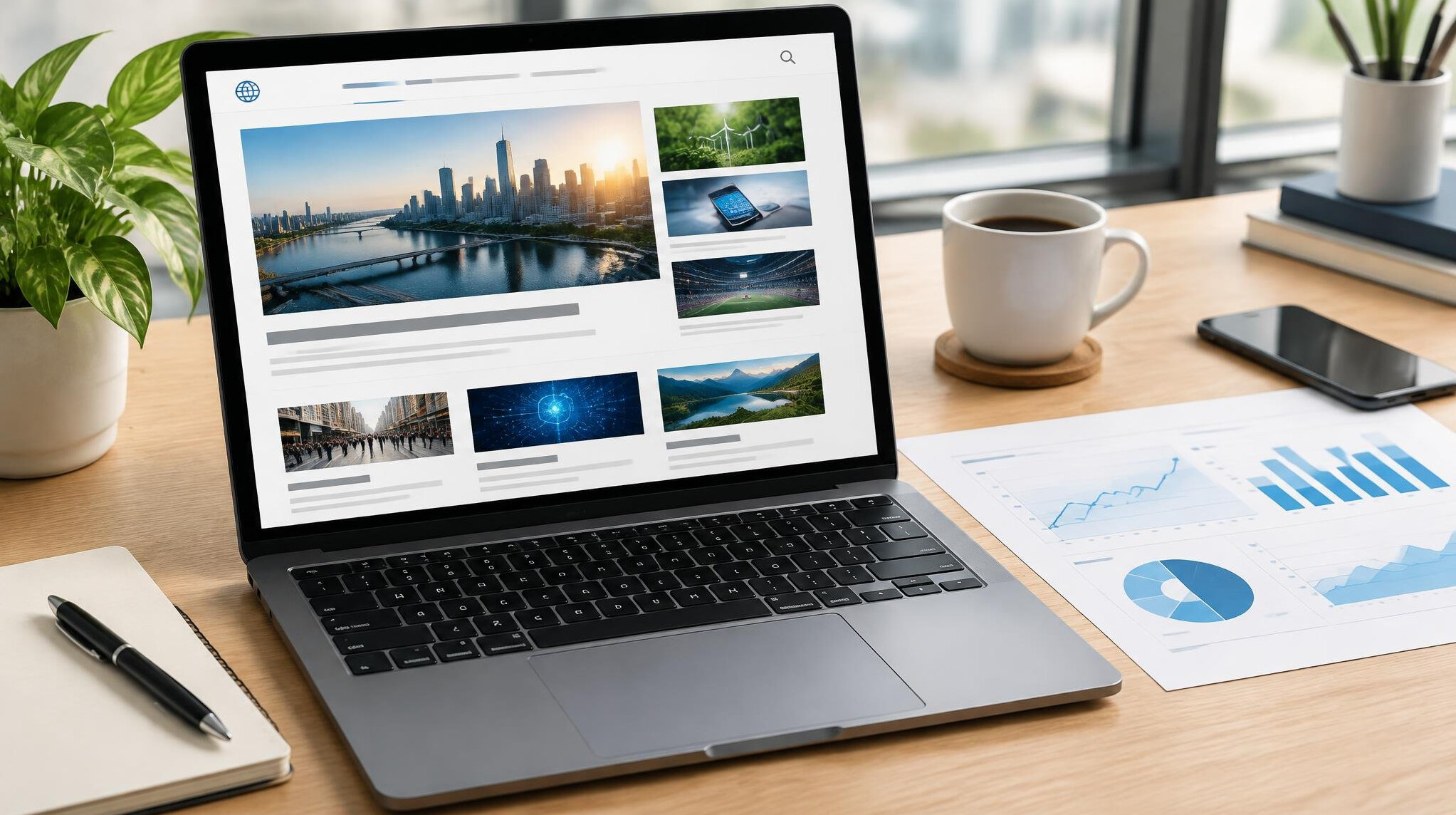 Laptop showing website analytics charts